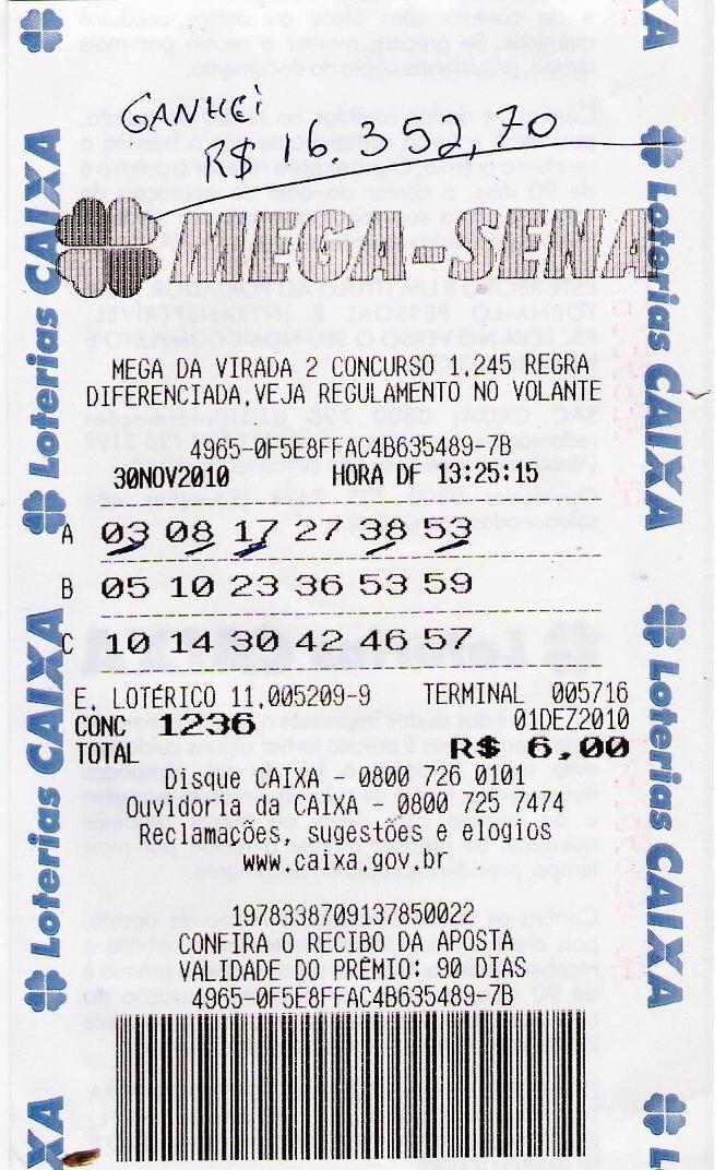 Bilhete Mega Sena Da Virada Premiado Blog Ganhar Na Loteria