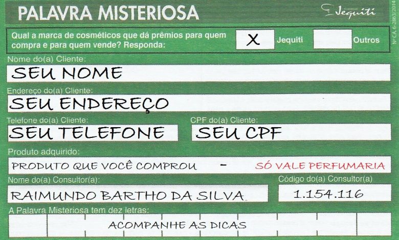 como preencher o cupom palavra misteriosa